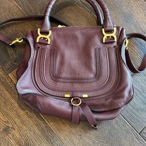 Red Leather Shoulder Bag with Signature Flap